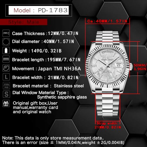 Image of Pagani Design DD40 PD1783 Men's Luxury Automatic AR Sapphire Glass Mechanical Watch Men 10 Bar NH36A Movement