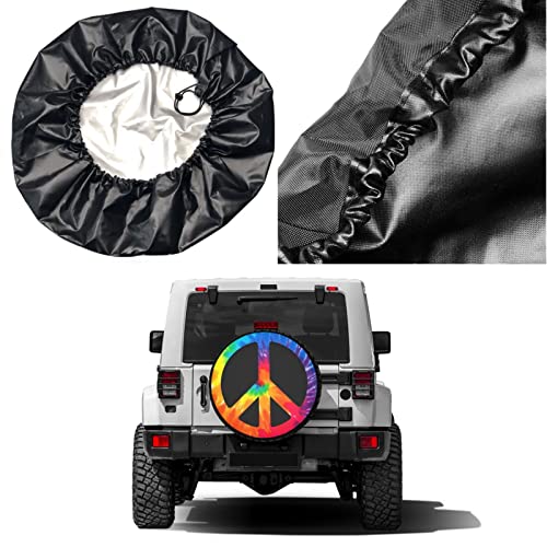 Image of Chic Tie Dye Peace Sign Spare Tire Cover Dust-Proof Wheel Tire Cover Fit Trailer, RV, SUV and Many Vehicle 17 Inch
