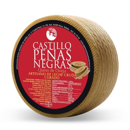 Quesos Artesanos Castillo Peñas Negras | Queso Curado De Leche Cruda 100% Puro De Oveja | Pieza Entera 2.8 Kg, Auténtico Sabor Gourmet | Maduración De Más De 7 Meses | Queso Gourmet, Envasado Al Vacío