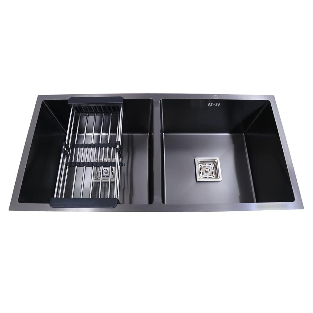 CROCODILE Stainless Steel 304 Grade Double Bowl Handmade Kitchen Sink (37"x18" BLACK) (B0CYLXJM6L) Amazon Price History, Amazon Price Tracker