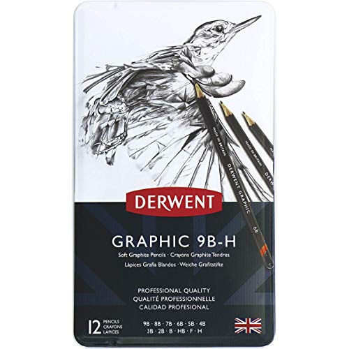 Lápis Grafite Graduado Graphic Pencils Estojo com 12 Unidades 9B à H Ref.34215 Derwent