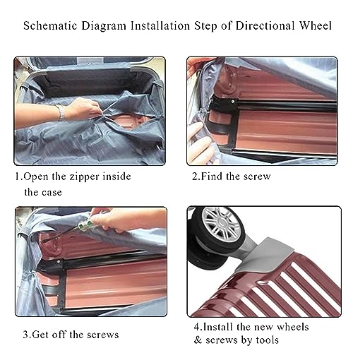 2 Pcs Universal Luggage Wheel Replacement Suitcase Caster Brake Mute Double Row Wheel, Suitcase Bag Parts for Travel Box Trolley3