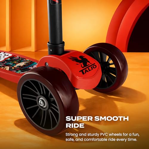 Image of TALIO Kids Kick Scooter for 2-5 Years Boys Girls, Foldable 3 Wheels Kids Scooter with 4-Adjustable Heights, Skate Scooter Capacity 30kg, BIS Certified (Red & Black) (GK-101 /02)