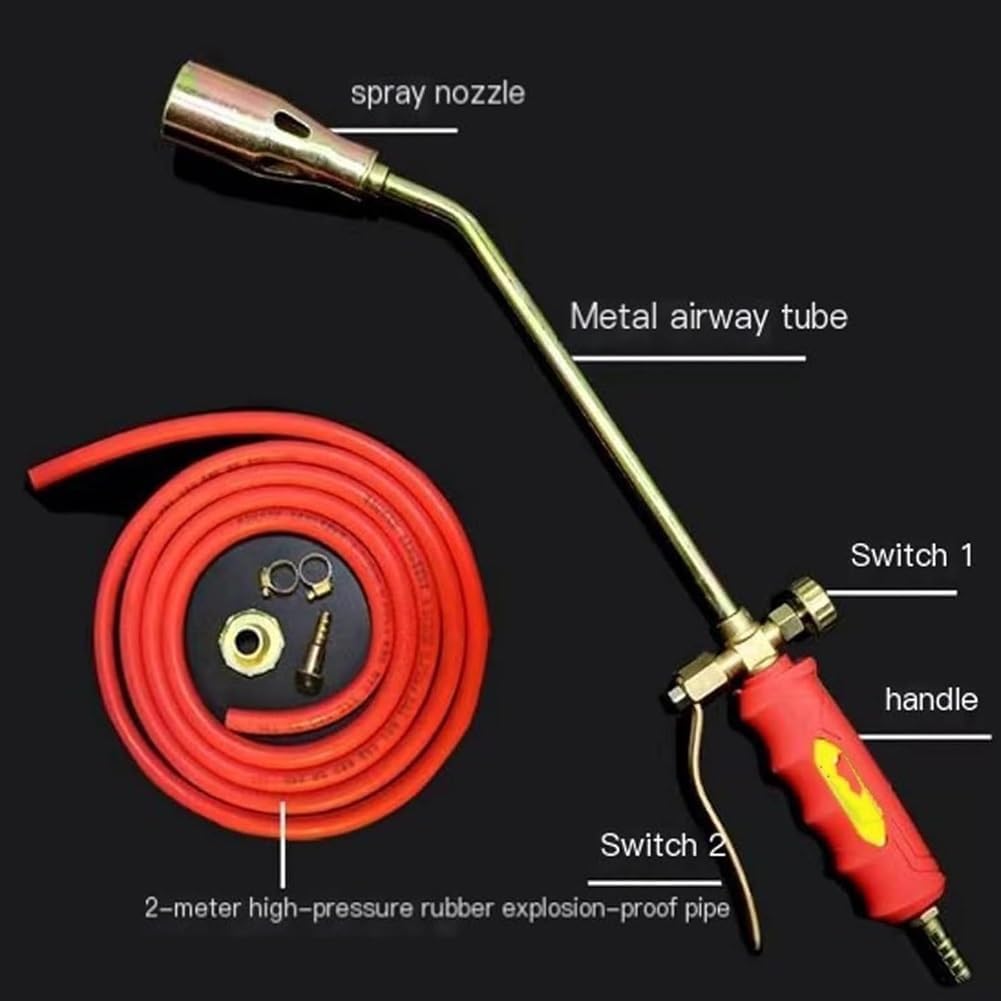 Nuovo kit bruciatore per erbacce a propano, potenza elevata 1.900.000 BTU, bruciatori a gas per erbacce con tubo flessibile da 2 m, per diserbo di giardini (Doppia apertura,35)
