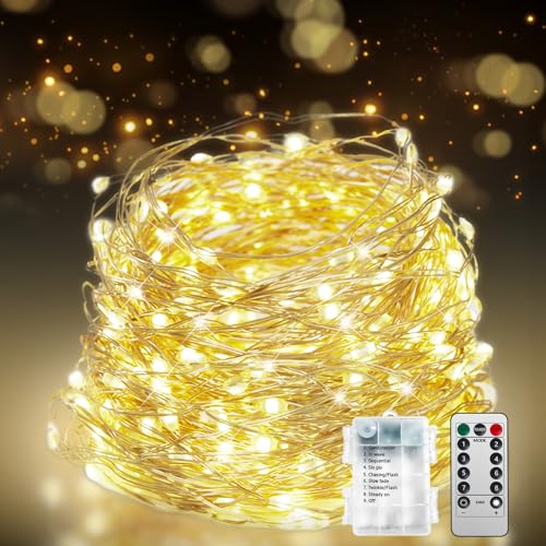 Flechllary 200 LED 67Ft Fairy Lights Battery Operated with Remote，Waterproof String Lights for Indoor & Outdoor,8 Modes Christmas Lights for Christmas Tree,Bedroom, Party,Wedding Decor