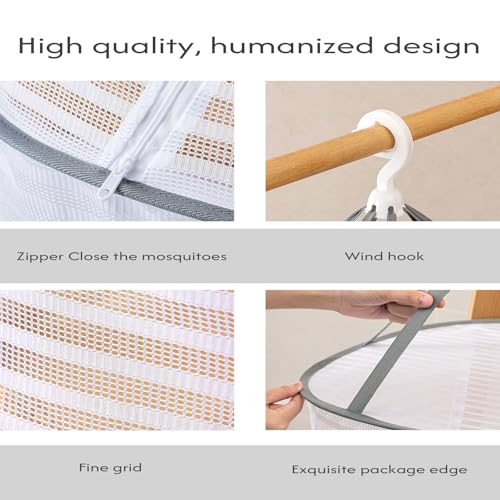 رف تجفيف قابل للطي، مجفف شبكي معلق من 3 طبقات مع سحاب وخطاف لتعليق الزهور والبراعم والفواكه والمأكولات البحرية والملابس والاعشاب والملابس - مجفف متعدد الاستخدامات (ابيض 1)