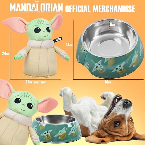 Disney Stitch Hundespielzeug und Futternapf Set - Geschenke für Hunde (Grün Baby Yoda)