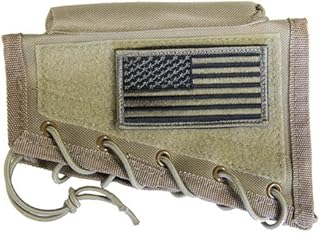 M1SURPLUS Tan Rifle Cheek Rest + USA Patriot Flag Morale Patch Fits Ruger PC4 PC9 PC Carbine 22 10/22 77/22 Gunsite Scout N0.1 Hawkeye M77 77/22 Mini14 Mini30 American Ranch Rifle