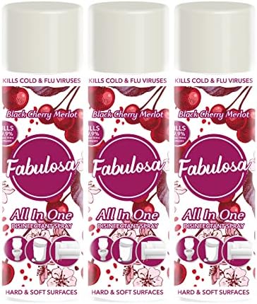 Fabulosa All in One Multi-Purpose Anti-Bacterial Disinfectant Air Freshener Spray, 400ml, 3 Pack, Black Cherry Merlot