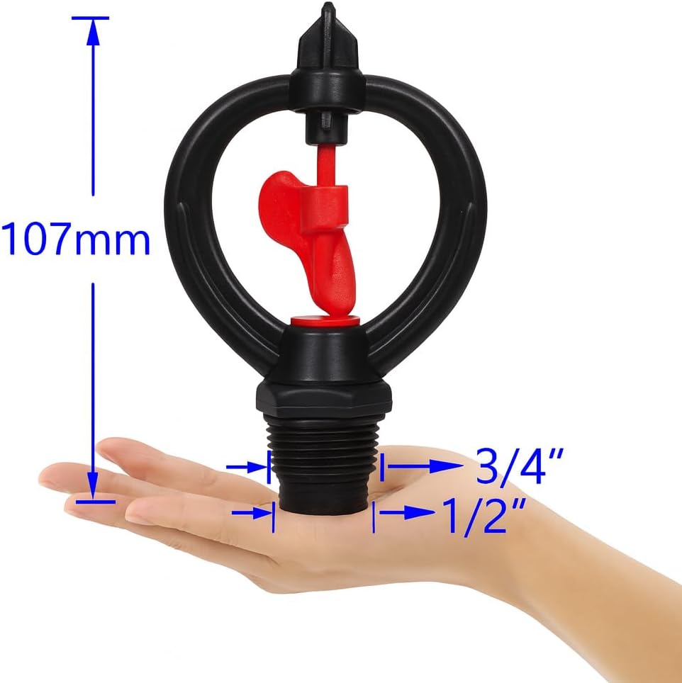 Orange Butterfly Rotating Sprinkler Nozzle — 360° Atomizing Micro Irrigation Head, 1/2 Inch External Thread, Water-Saving Mist Sprayer for Lawn, Garden & Agriculture