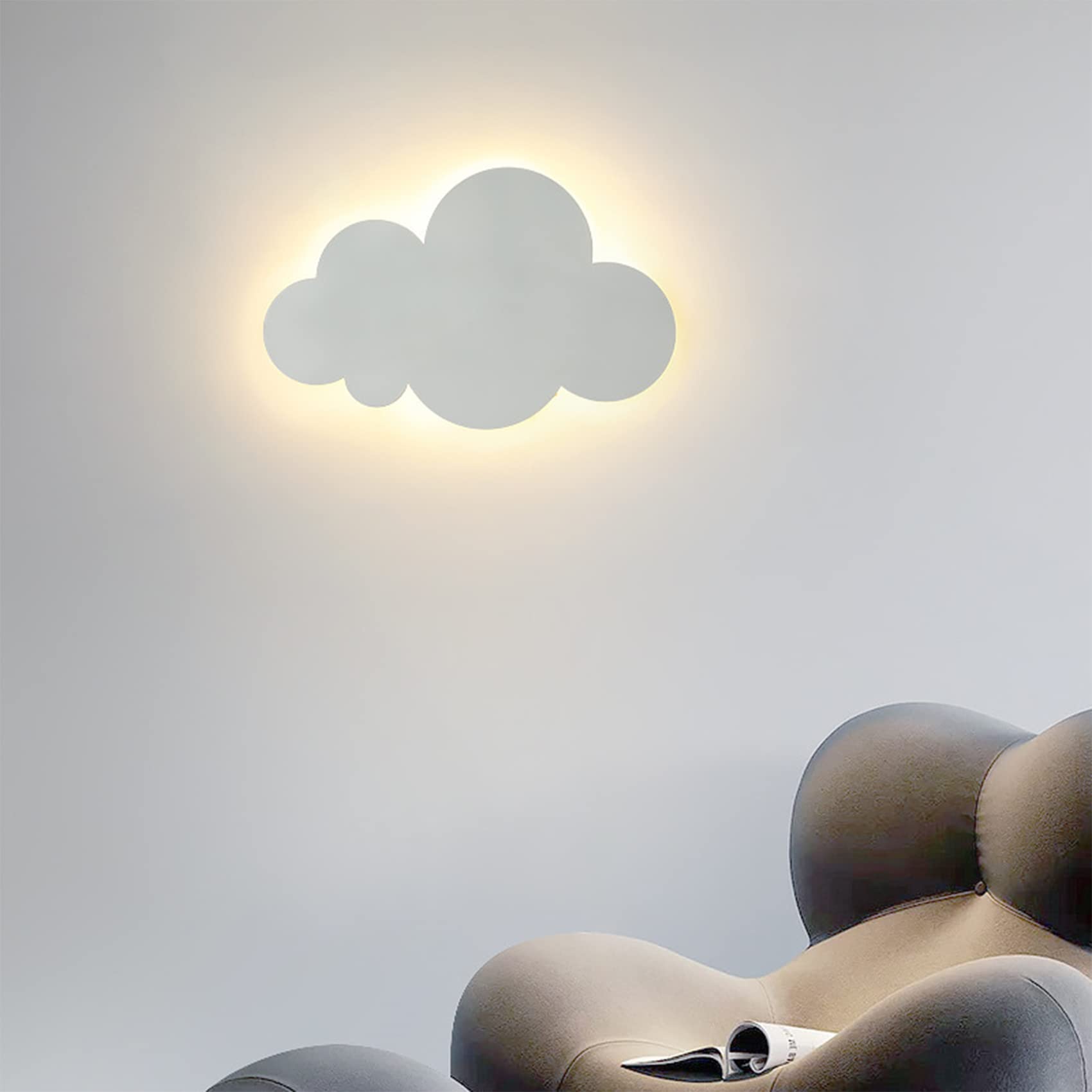 Lampada da parete per interni a forma di nuvola, applique da parete in acrilico nuvola bianca, lampada da parete a LED 18 W, applique da parete per bambini, applique art deco per soggiorno