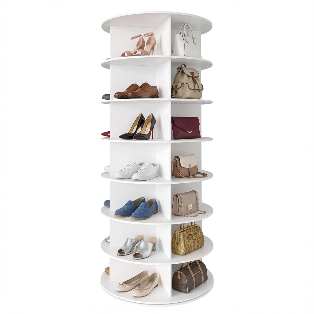 SVFOEBJM 7 Tier Rotating WIEH Rack Tower, Revolving WIEH Storage Rack, Spinning WIEH Display Lazy Susan Vertical Handbag Holder