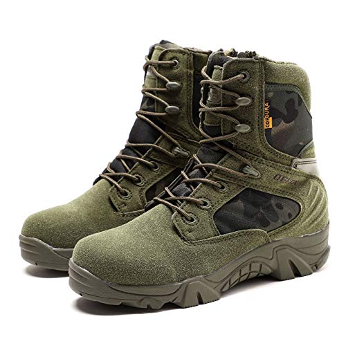 Men's Tactical Boots，High-Tops Special Training Army Shoes Outdoor Climbing Hiking Combat Boots,Green- 46/UK 11.5/US 122