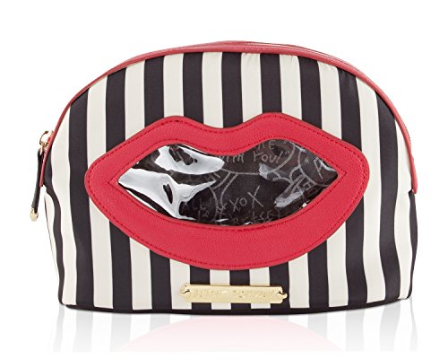 Betsey Johnson Kiss Marks the Spot Cosmetic Case -Stripe