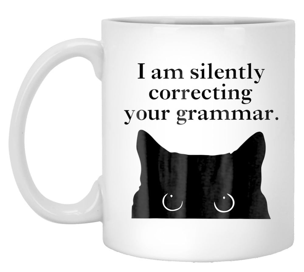 Cat I Am Silently Correcting Your Grammar White Mug Coffee Ceramic Coffee Cups, Ceramic Coffee Mug, Ceramic Mug, Coffee Mug, Ceramic Coffee Mug Tea Cup, 11oz mug