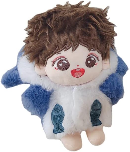 Miniatura 3 de CALEMBOU Ropa de muñeca de peluche, overol encantador para muñeca, oso, regalo para niños, panda, gato, tiburón (para muñeca de 7.9 in) (traje de