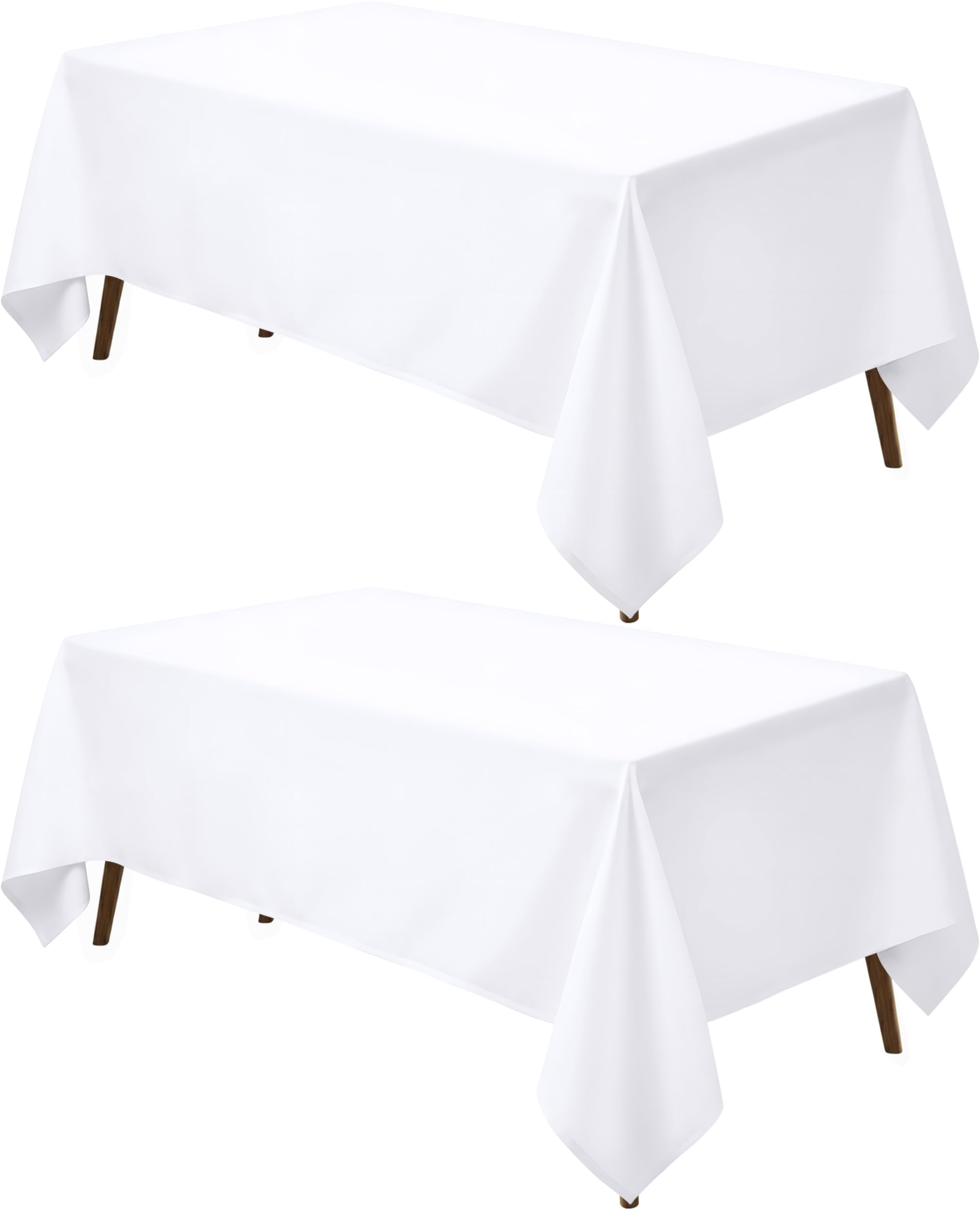 Utopia Kitchen Rectangle Table Cloth 2 Pack(90x132 Inches, White), Tablecloth Machine Washable, Polyester Table Cover for Dining, Buffet Parties, Picnics, Events, Weddings and Restaurants
