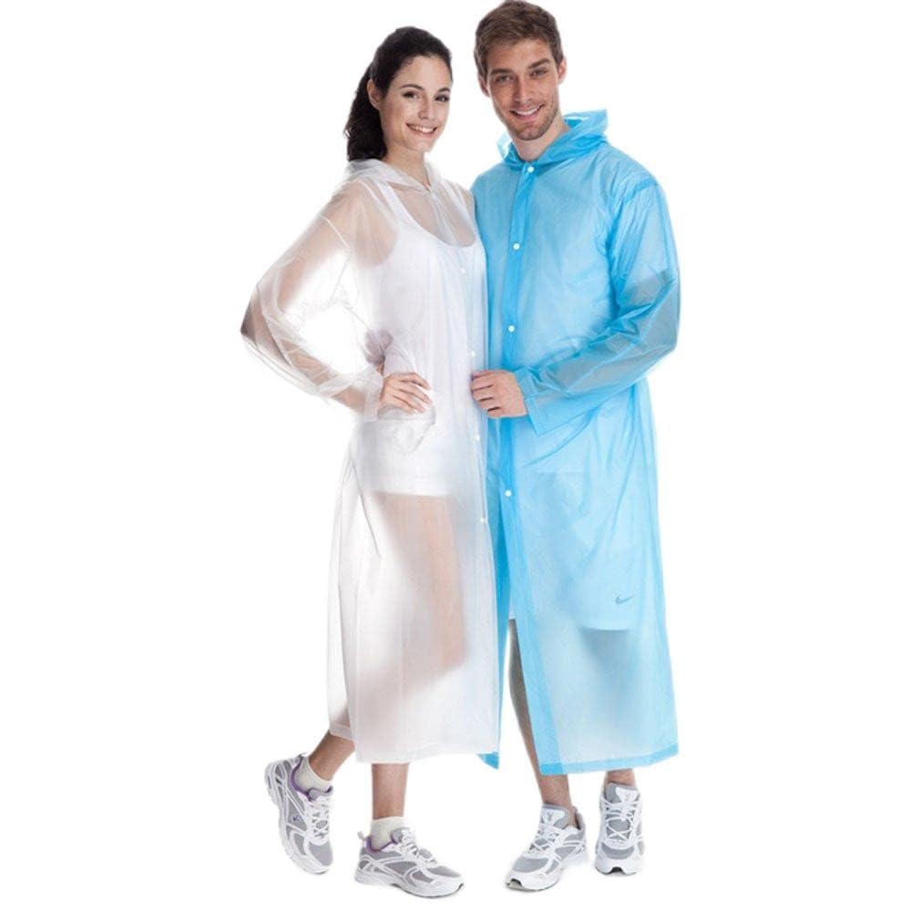 Couples' Long-Sleeved Hooded Poncho Raincoat Pack of 2 with 2-Pair Free Shoe Cover