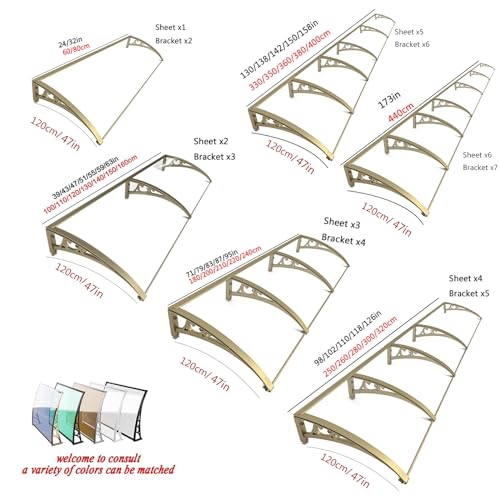 Markiza na drzwi zewnętrzne, wspornik ze stopu aluminium, odporna na warunki atmosferyczne, trwała osłona na werandę 120 x 50 cm, stylowa osłona przeciwsłoneczna do wejścia, idealna do domu lub firmy