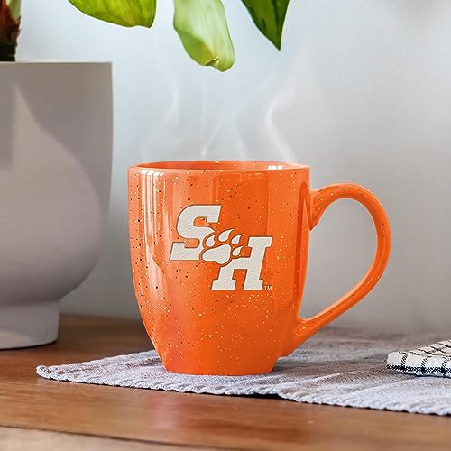 Image of Rico Industries NCAA Sam Houston State Bearkats Orange Personalized 16 oz Team Color Laser Engraved Speckled Ceramic Coffee Mug