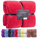 Feluna® Kuscheldecke XXL Mikrofaser-Decke Tagesdecke Wohndecke mit Kaschmir-Touch 220 x 200 cm - Rot