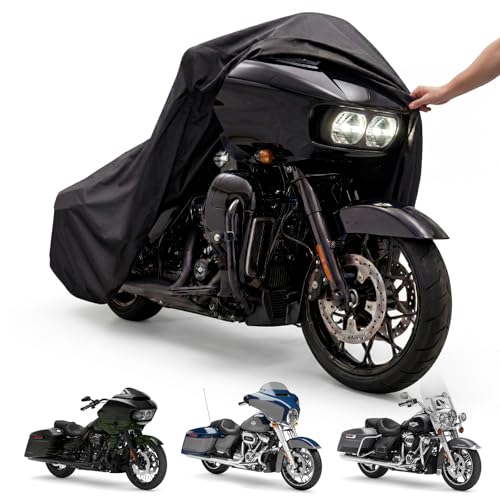 LTANGOLD Motorcycle Cover for Harley Davidson Road Glide Street Glide Road King Electra Glide Heritage Classic and More Waterproof Heavy Duty All Weather Outdoor Storage Touring Bike Cover
