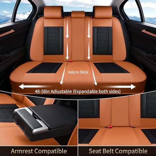 Image of FLORICH Seat Covers, Car Seat Covers Full Set, Luxury Nappa Leather Seat Covers, Breathable and Waterproof Car Seat Protector 5 Seat, Automotive Seat Covers Universal Fit for Most Cars-Brown&Black