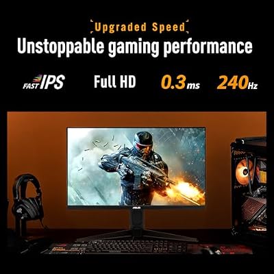 ASUS TUF Gaming Series 5 23.8 1080P Monitor (VG249QML5A) - Fast-IPS, 240Hz, 0.3ms, G-SYNC Compatible, FreeSync Premium, 99% sRGB, Height Adjustable, DisplayWidget, Gaming AI,