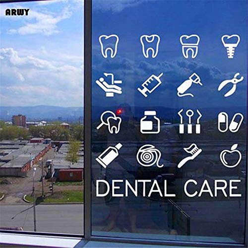 Dental Wall Stickers for Clinic Vinyl Removable Wall Stickers Mural Decal Dental Clinic Quote Dental Teeth Clinic Window Art Tooth Decor Handmade White 58X66 cm-image-35