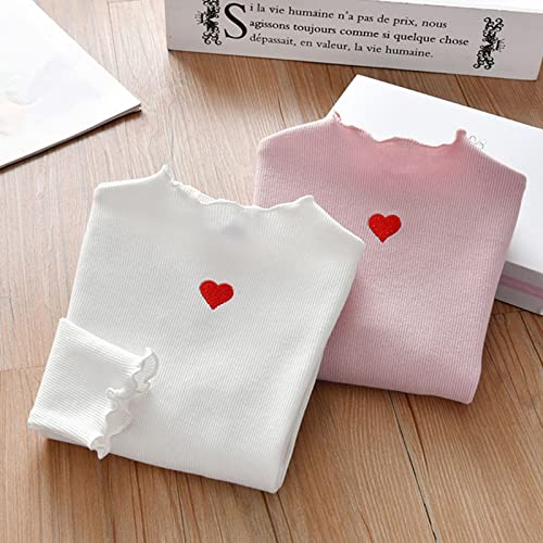 Girls Sweaters Heart Print Long Sleeve Crewneck Ribbed Knit Pullover Stretch Fall Winter Cozy Top Kids Casual Clothes2