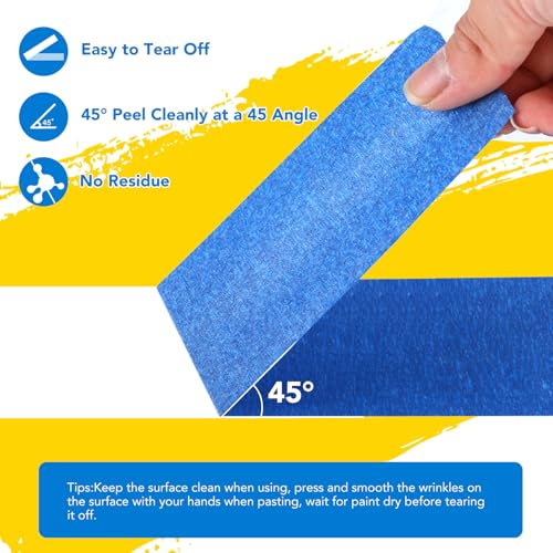 Image of VOISEN 5 Packs Painters Tape, Blue Painters Tape, 3 Inch Wide (3 in x 55 Yds), Masking Tape for Multi-Purpose, Masking Tape Bulk,DIY Artist Craft Arts, Decoration, Drafting, No Residue