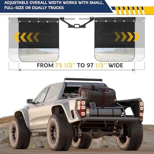 Image of 2 inch 2.5 inch 3 inch Hitches Mounted Truck Mud Flaps with Stainless Steel Plates, Stone Guards for Trucks, Adjustable Width & Height Universal Fit for Most Vehicles