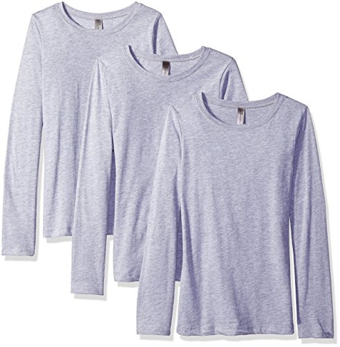 Clementine Apparel Girls Big Three-Pack Everyday Long-Sleeve T-Shirts, Grey, X-Large / 14-16