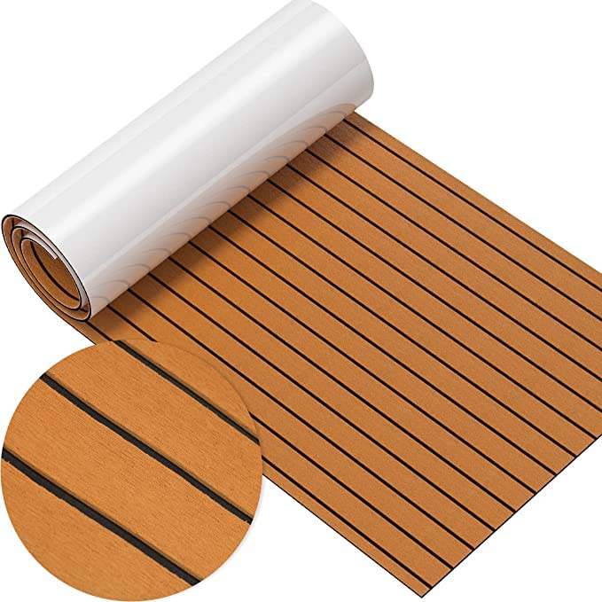 AQUARM EVA Foam Boat Flooring Decking Sea Deck Marine Flooring Non-Slip Self-Adhesive Easy Clean Decking Sheet for Motorboat RV Yacht Kayak Surfboard Swimming Pool Stairs, 94.5x31.5 Inch