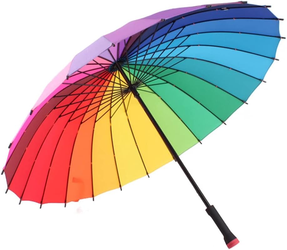 Large Golf Umbrella Rainbow 24 Ribs Oversized Compact Umbrella Waterproof Windproof Umbrella for Rain Women and Men Golf Umbrella for Adults Men Women