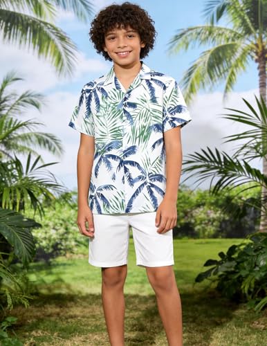 Image of Cromoncent Matching Hawaiian Outfits for Family, Dad and Son Matching Luau Beach Tropical Shirts Mommy Daughter Tropical Sets
