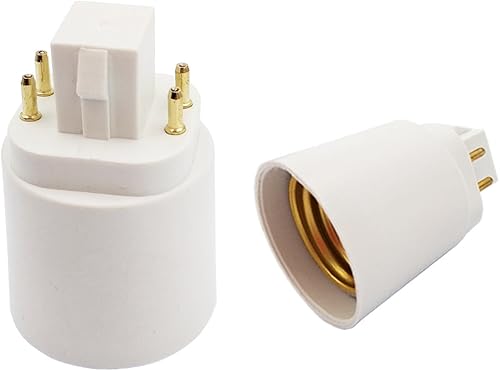 Miniatura 6 de E-Simpo 2 unidades de 4 pines Gx24q CFL a E26/E27 Tornillo medio LED Base de Bombilla Soporte de Luz Adaptador Convertidor. No Plug and Play,