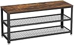 Banc à chaussures VASAGLE, étagère à chaussures à 3 niveaux, 39,4 po de long, étagères de rangement, Brun rustique et Noir ULBS078B01