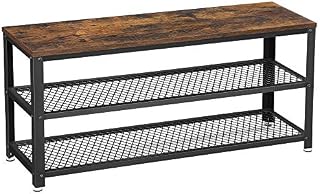 VASAGLE Shoe Bench, Chipboard Steel, Rustic Brown + Black, 100 cm