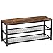 VASAGLE Banco Zapatero, Zapatero con Banco, Banco para Zapatos, Organizador con 2 Estantes, 100 x 30 x 45 cm, para Pasillo, Sala de Estar, Acero, Estilo Industrial, Marrón Rústico y Negro LBS078B01