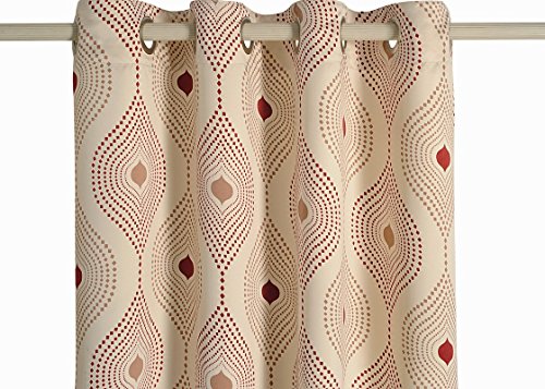 Image of Swayam 80% Blackout Polyester Long Door Curtain for Living Room & Bedroom | 9 Feet | Room Darkening Curtain with Eyelets | Pack of 1 | Geometric Design - Beige