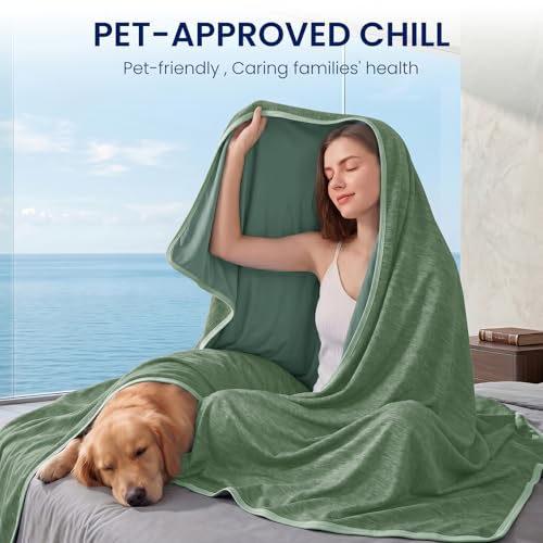 Image of Topcee Cooling Blanket(90 inchx108 inchKing Size) for Night Sweats Absorbs Heat to Keep Adults Cool on Warm Nights, Q-Max 0.5 Cooling Blankets for Hot Sleepers, Ultra-Cool Lightweight Blanket for Bed