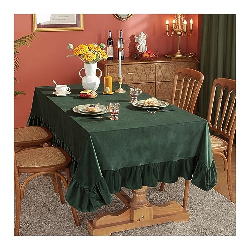 Nappe de table verte foncé decoration coton lin pour repas chaleureux