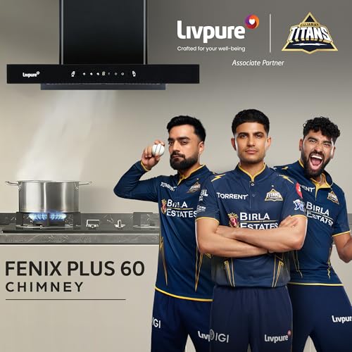 Image of Livpure Fenix Plus 60 cm | T-Shape Chimney | 1500 m /hr Suction | Filterless | Touch & Gesture Control | Low Noise | 10 Years Motor + 2 Years Comprehensive Warranty | Black