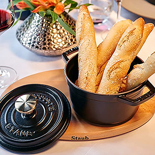 Image of STAUB Cast Iron Dutch Oven 1.25-qt Round Cocotte, Made in France, Serves 1, Matte Black