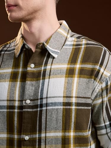 Image of THE BEAR HOUSE Men's Multi-Color Cotton Checked Flannel Overshirt