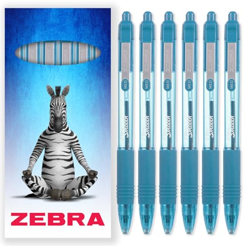 Zebra Z-Grip Smooth Ink Ballpoint Pen - 1.0mm - Pack of 6 Pens - in Zebra Envelope Gift Packaging (Light Blue)