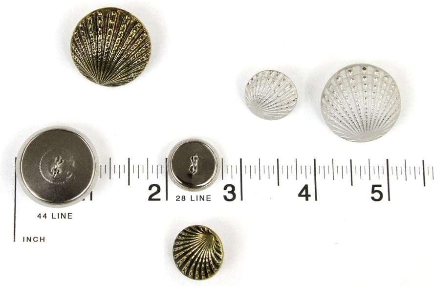 Set of 3 Pale Silver Scallop Shell Buttons, 44 Line, Made in France