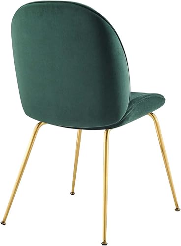 Miniatura 4 de Modway Scoop Performance - Silla de comedor de terciopelo con base de metal de acero inoxidable dorado en color verde