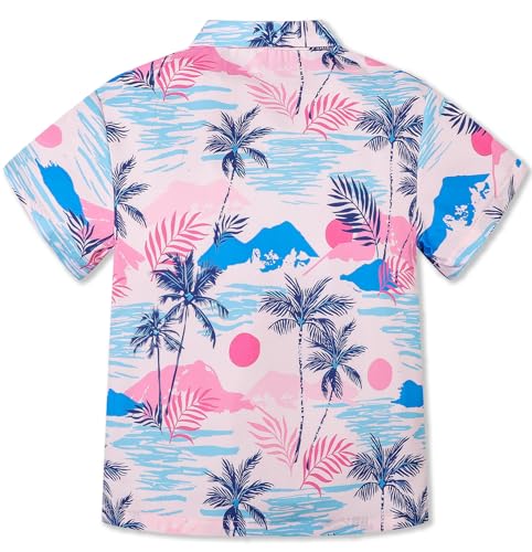 Image of Betusline Girls' and Womens' Hawaiian Shirt Blouse Button Down Beach Shirts | Casual breathable and comfortable Short Sleeve V-Neck Floral Tropical Blouse